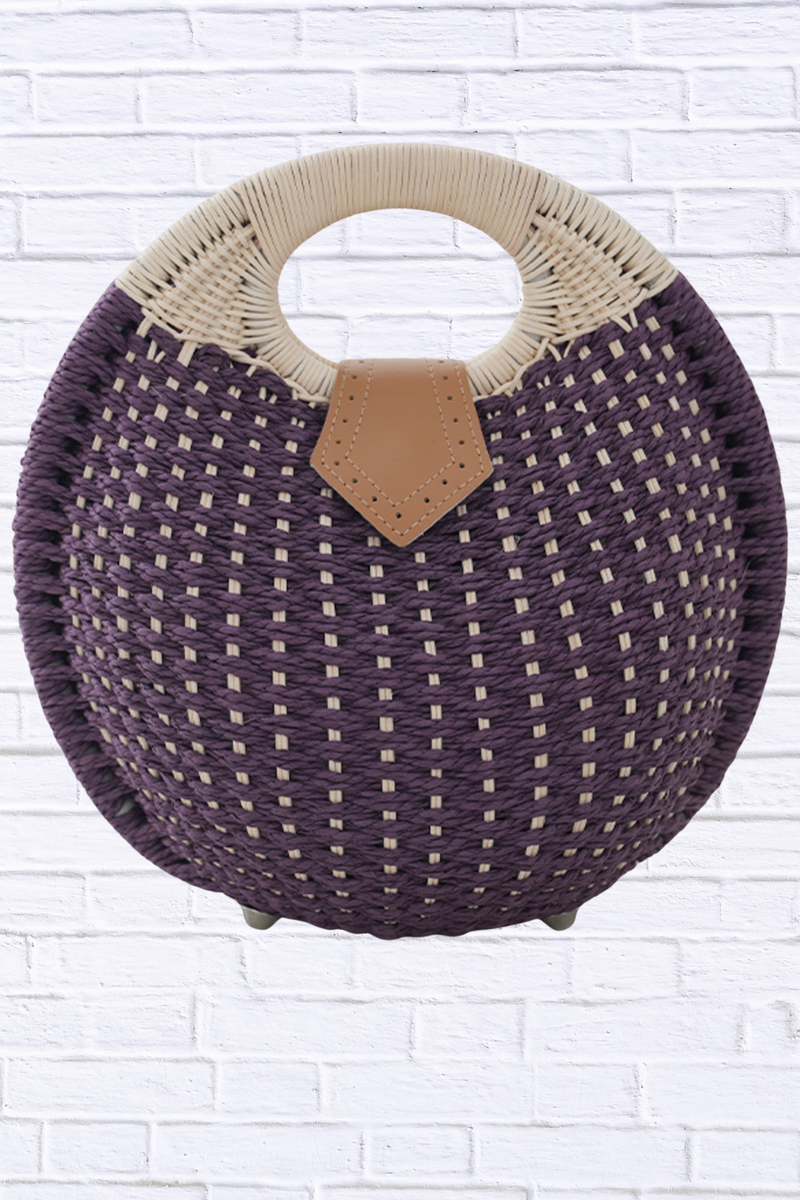 Straw Braided Round Handbag