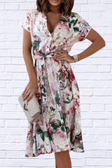 Floral Short Sleeve Midi Dress