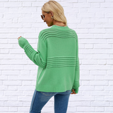 Round Neck Openwork Long Sleeve Pullover Sweater