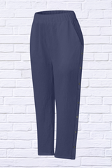Full Size Side Decor Button Casual Wide Leg Pants Plus Size