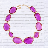 Geometrical Shape Zinc Alloy Frame Resin Necklace