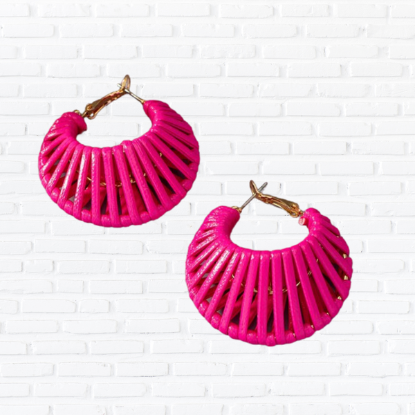 Cord braided cone shape hoop earrings
