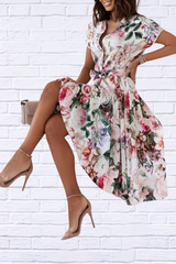 Floral Short Sleeve Midi Dress