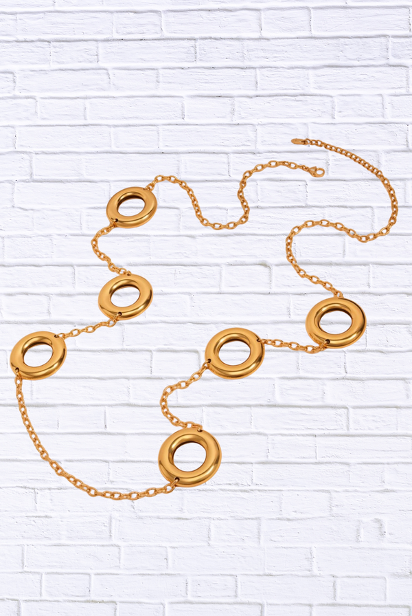 18K Gold-Plated Circle Chain Statement Necklace