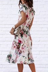 Floral Short Sleeve Midi Dress