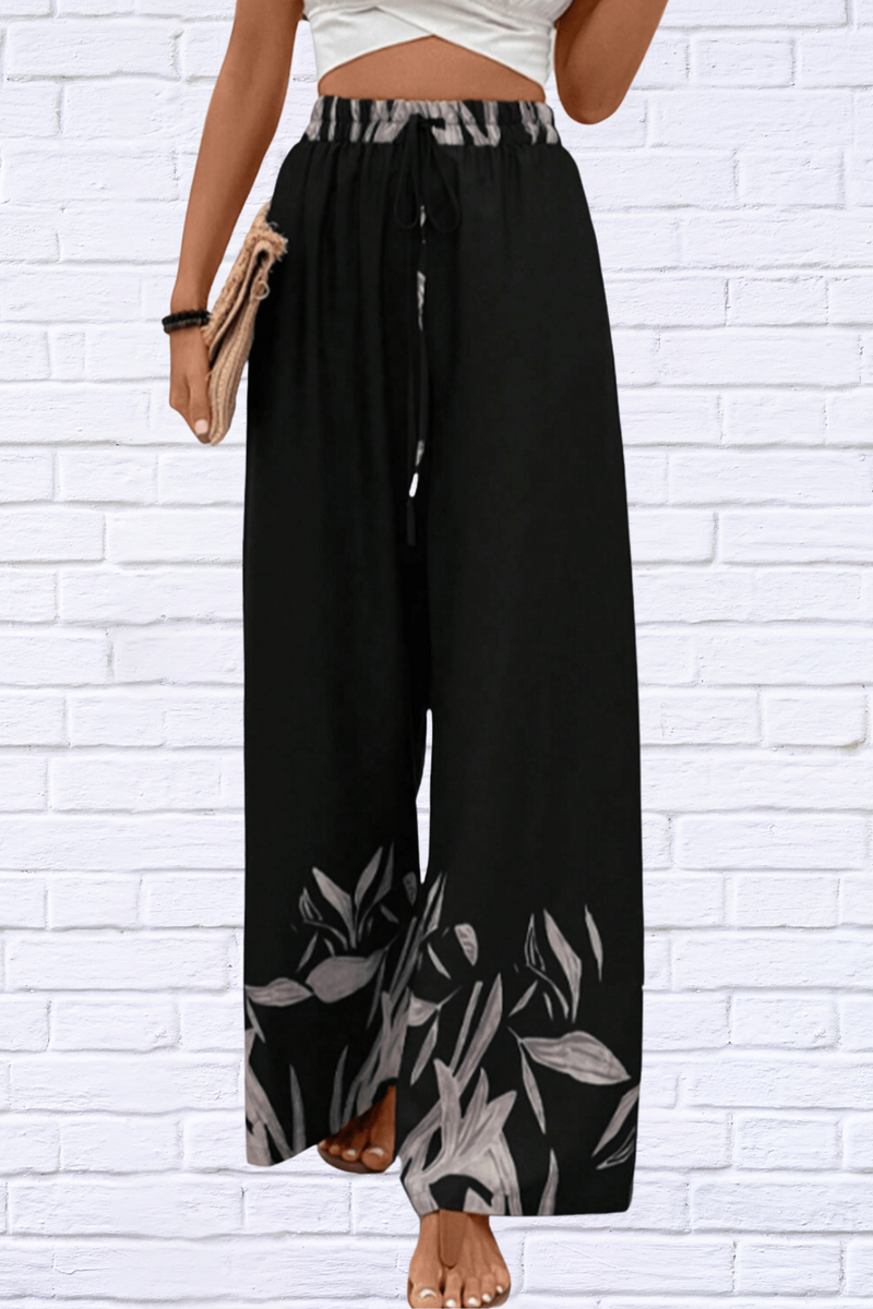 Drawstring High Waist Relax Fit Long Pants