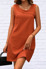 Asymmetrical Neck Sleeveless Mini Dress