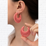 Cord braided cone shape hoop earrings