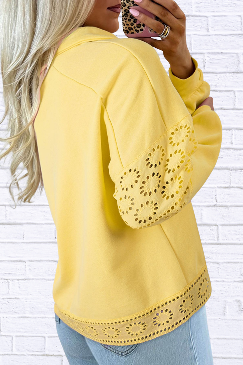 Eyelet Lace Detail Snap Down Sweatshirt