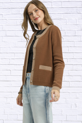 Umgee Two-Tone Button Front Cardigan