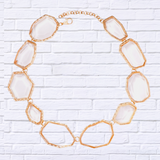 Geometrical Shape Zinc Alloy Frame Resin Necklace