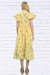 Umgee Floral Ruffle Sleeve Tiered Midi Dress