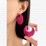 Cord braided cone shape hoop earrings