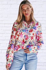 Floral Collared Neck Long Sleeve Shirt