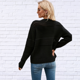 Round Neck Openwork Long Sleeve Pullover Sweater
