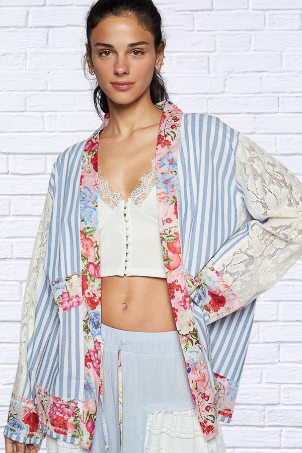 Lace Long Sleeve Striped Cardigan – A Romantic Twist on a Classic Favorite