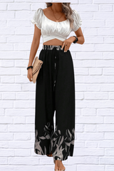 Drawstring High Waist Relax Fit Long Pants