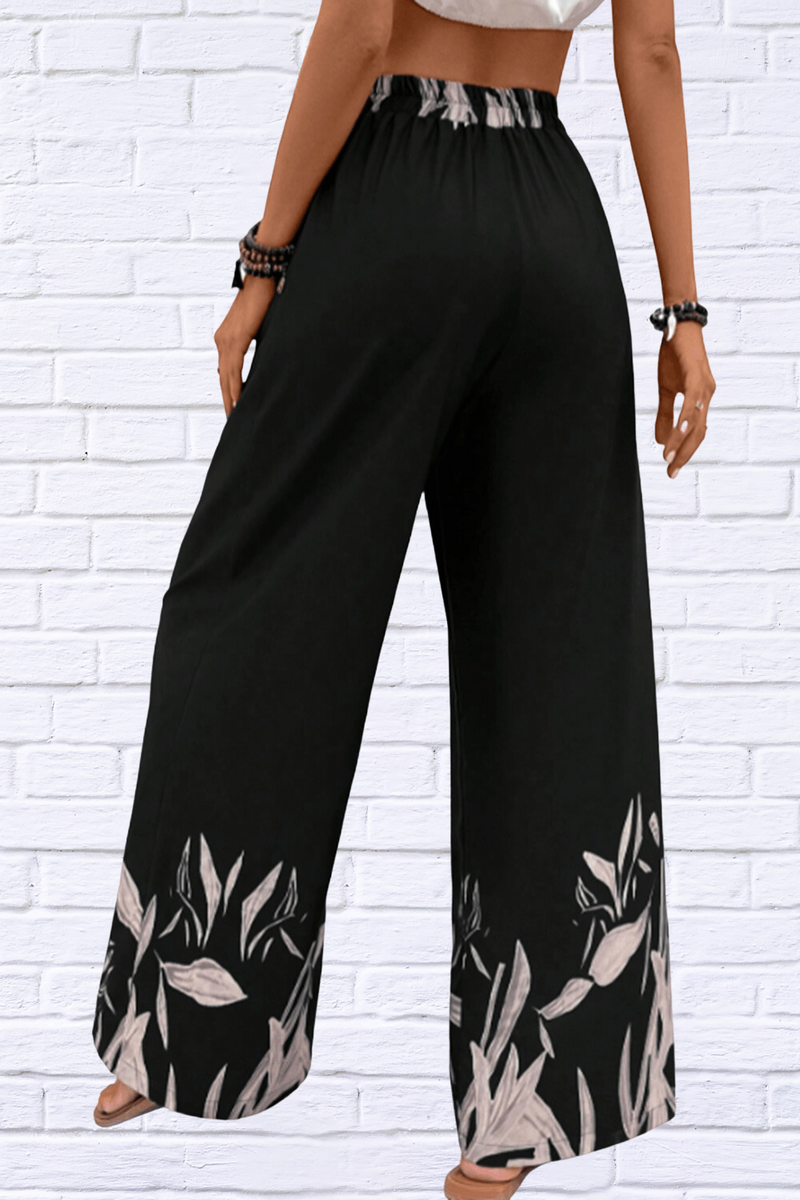 Drawstring High Waist Relax Fit Long Pants