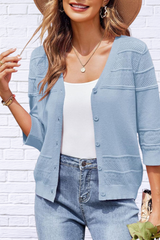 Button Up 3/4 Sleeve Cardigan – Classic Comfort with a Modern Twist