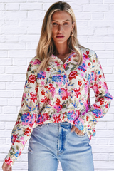 Floral Collared Neck Long Sleeve Shirt