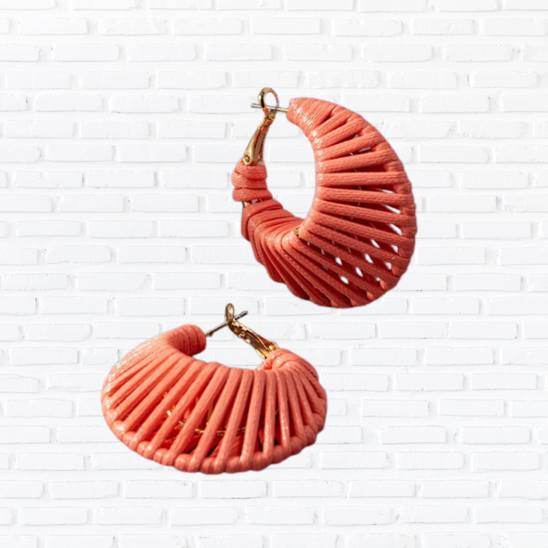 Cord braided cone shape hoop earrings
