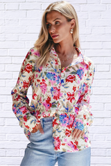 Floral Collared Neck Long Sleeve Shirt