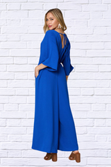Double Take Full Size Surplice Wide Leg Jumpsuit with Pockets