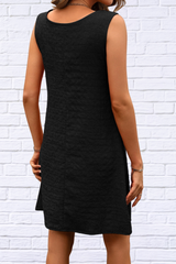 Asymmetrical Neck Sleeveless Mini Dress