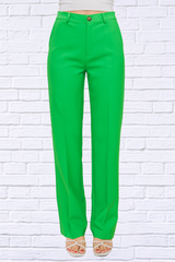 Kelly Green High Waist Straight Pants