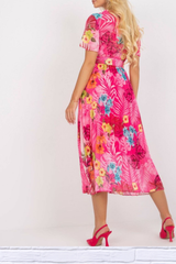 Floral Short Sleeve Midi Dress