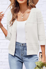 Button Up 3/4 Sleeve Cardigan – Classic Comfort with a Modern Twist