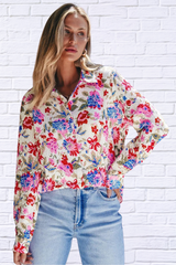 Floral Collared Neck Long Sleeve Shirt