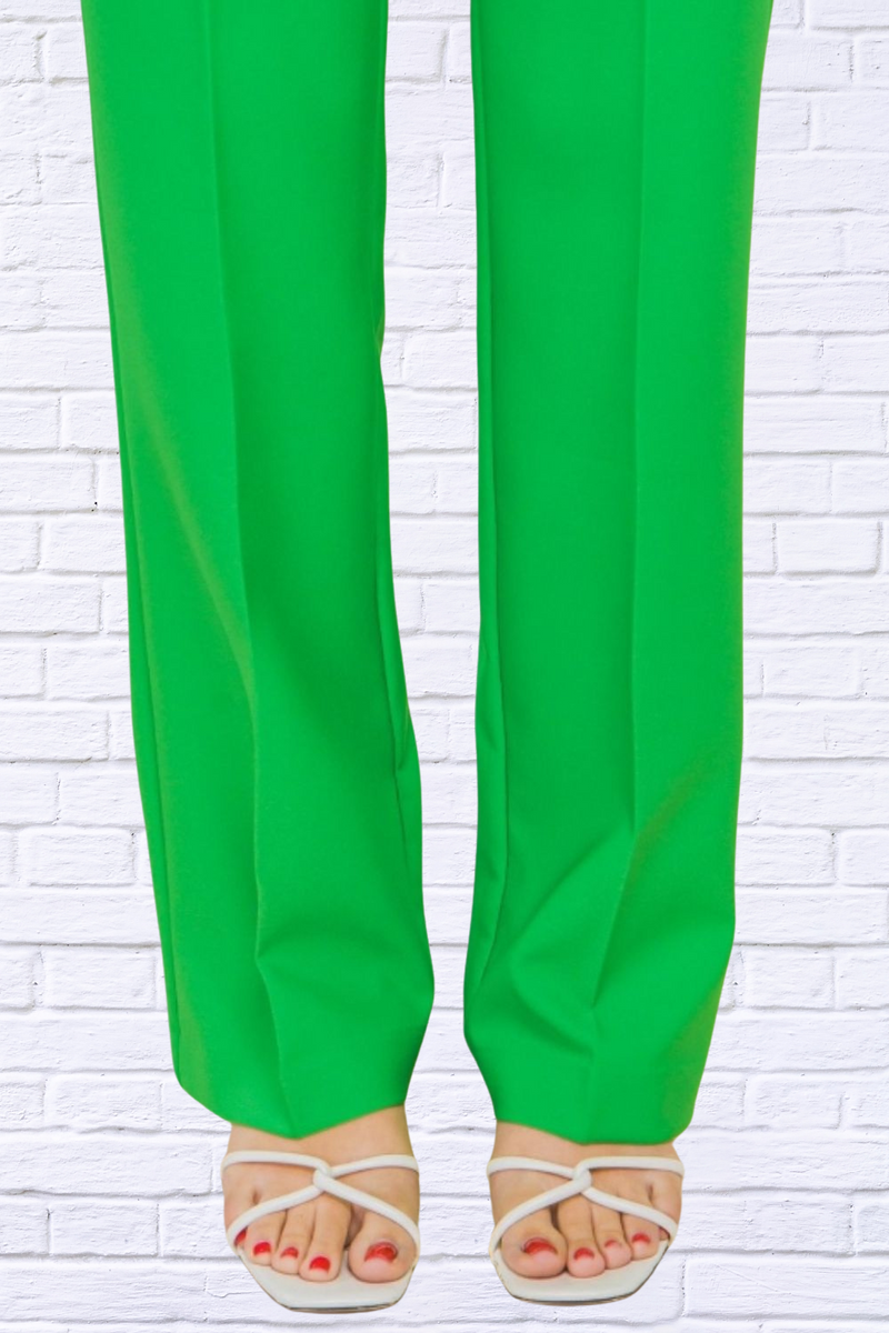 Kelly Green High Waist Straight Pants