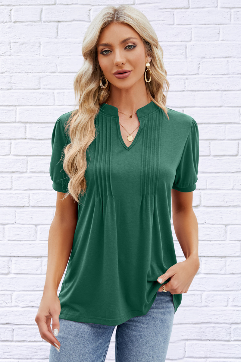 Notched Short Sleeve T-Shirt
