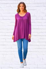 Sibella Pleated Front Long Sleeve Blouse