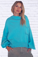 🩵 Changing Season Ribbed High-Neck Sweater