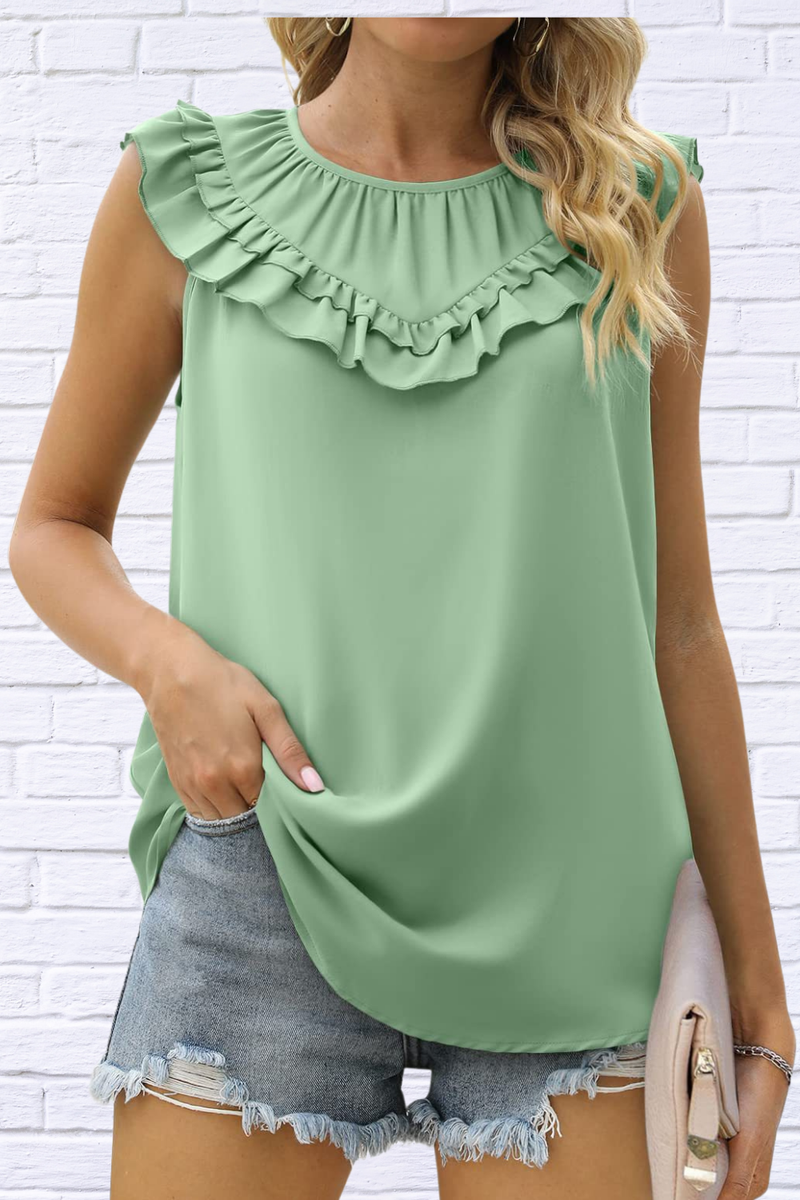 Ruffle Round Neck Blouse