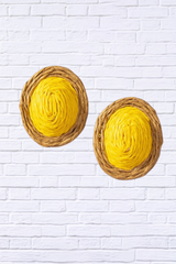 Raffia Straw Button Stud Earrings