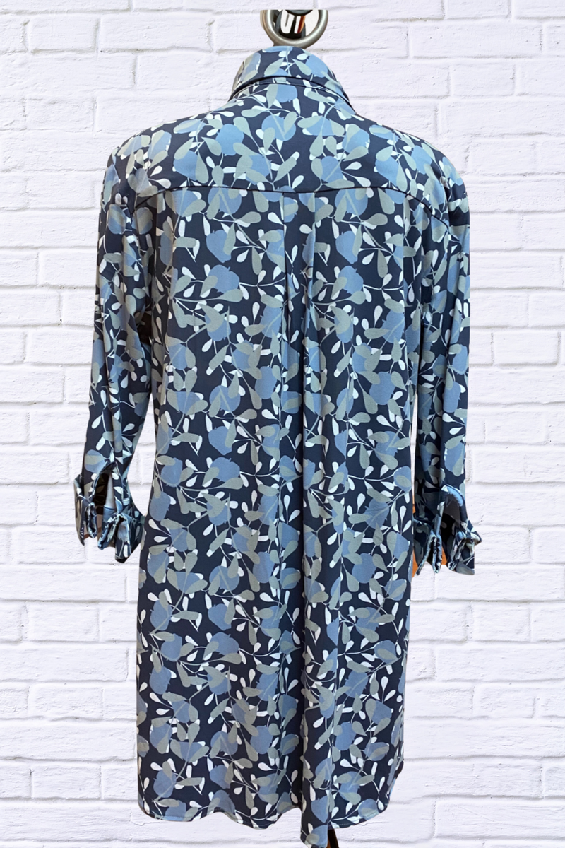 Dina Artistic Blouse Blue and White Print