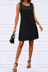Asymmetrical Neck Sleeveless Mini Dress