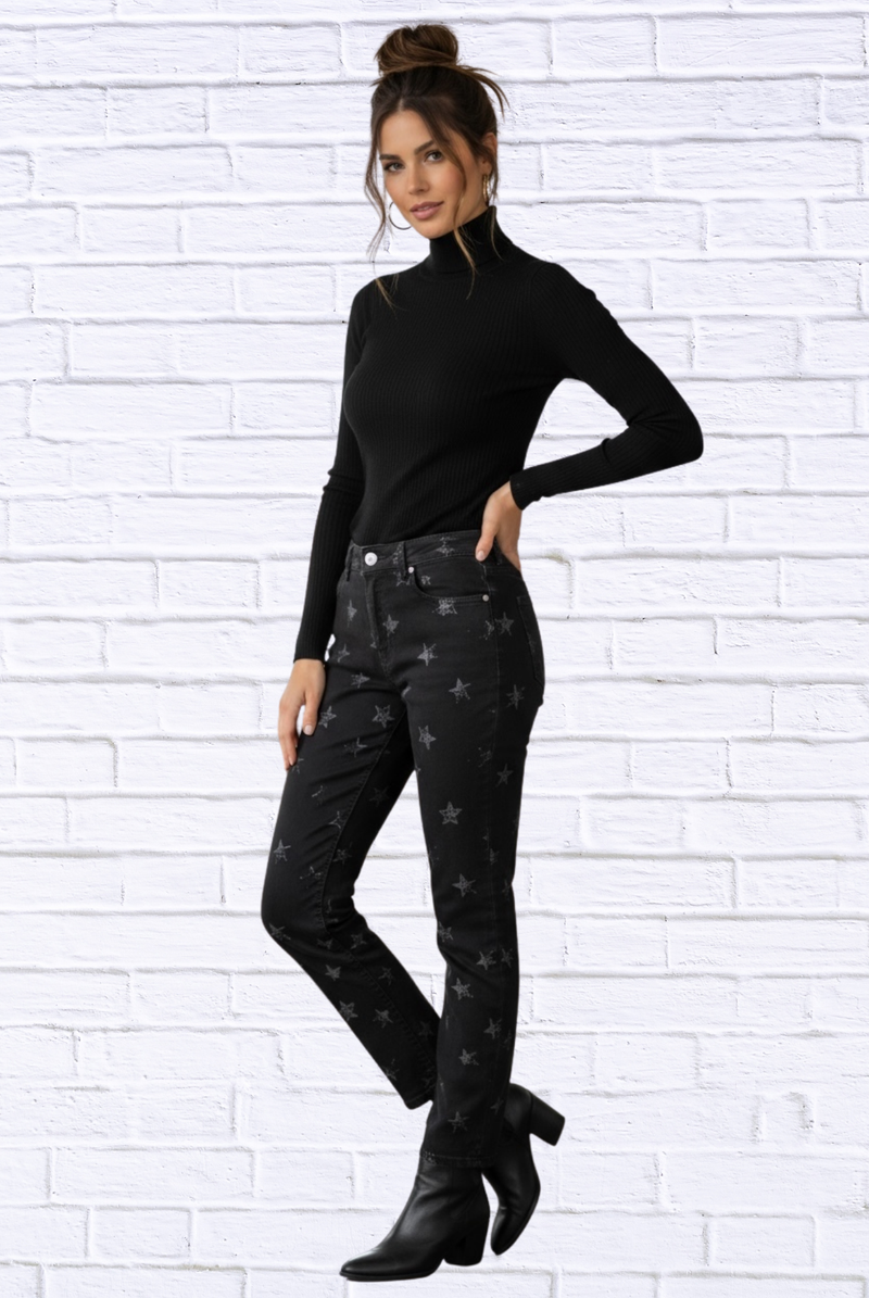 Black Cotten Sateen Stretch Pants