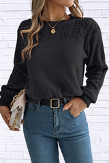 Hollow Out Eyelet Long Sleeve Sweater