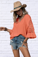 Lace Detail V-Neck Blouse
