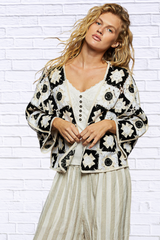 POL Open Front Cardigan with Varied Patterns