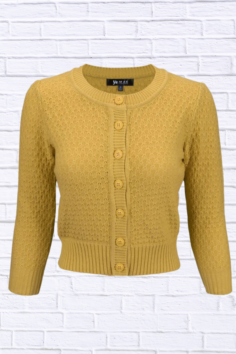 3/4 Sleeve Cute Pattern Cropped Cardigan Sweater