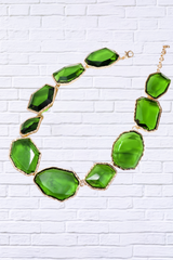 Geometrical Shape Zinc Alloy Frame Resin Necklace