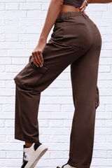 Buttoned Knee Pockets Loose Fit Jeans