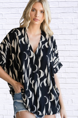 Jodifl Black and Cream Relaxed Top