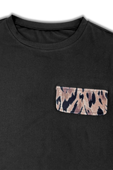 Round Neck Top and Leopard Pants Set – Women’s Two-Piece Casual Chic Outfit for Everyday Style