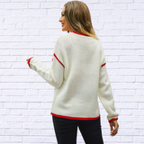 Round Neck Long Sleeve Waffle-Knit Sweater